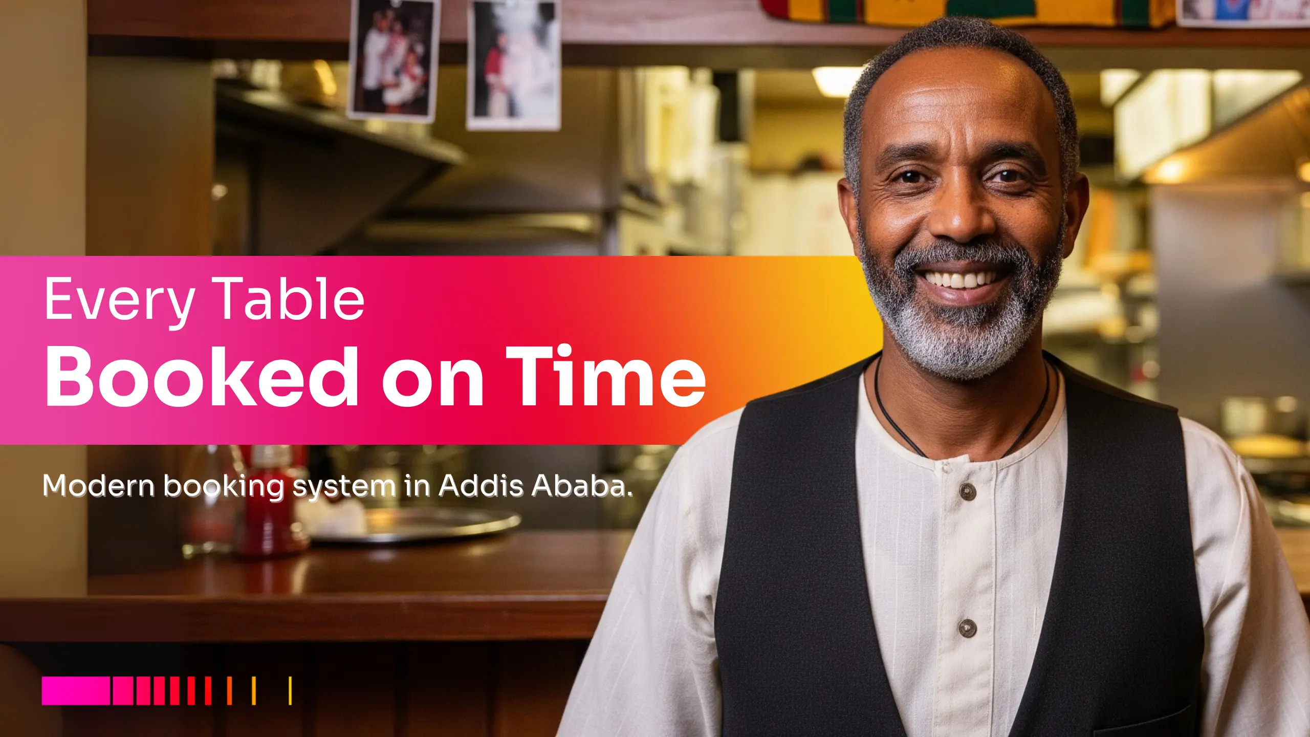 Restaurant owner in Addis Ababa using Gebeya Jitume’s restaurant booking system to manage table reservations.