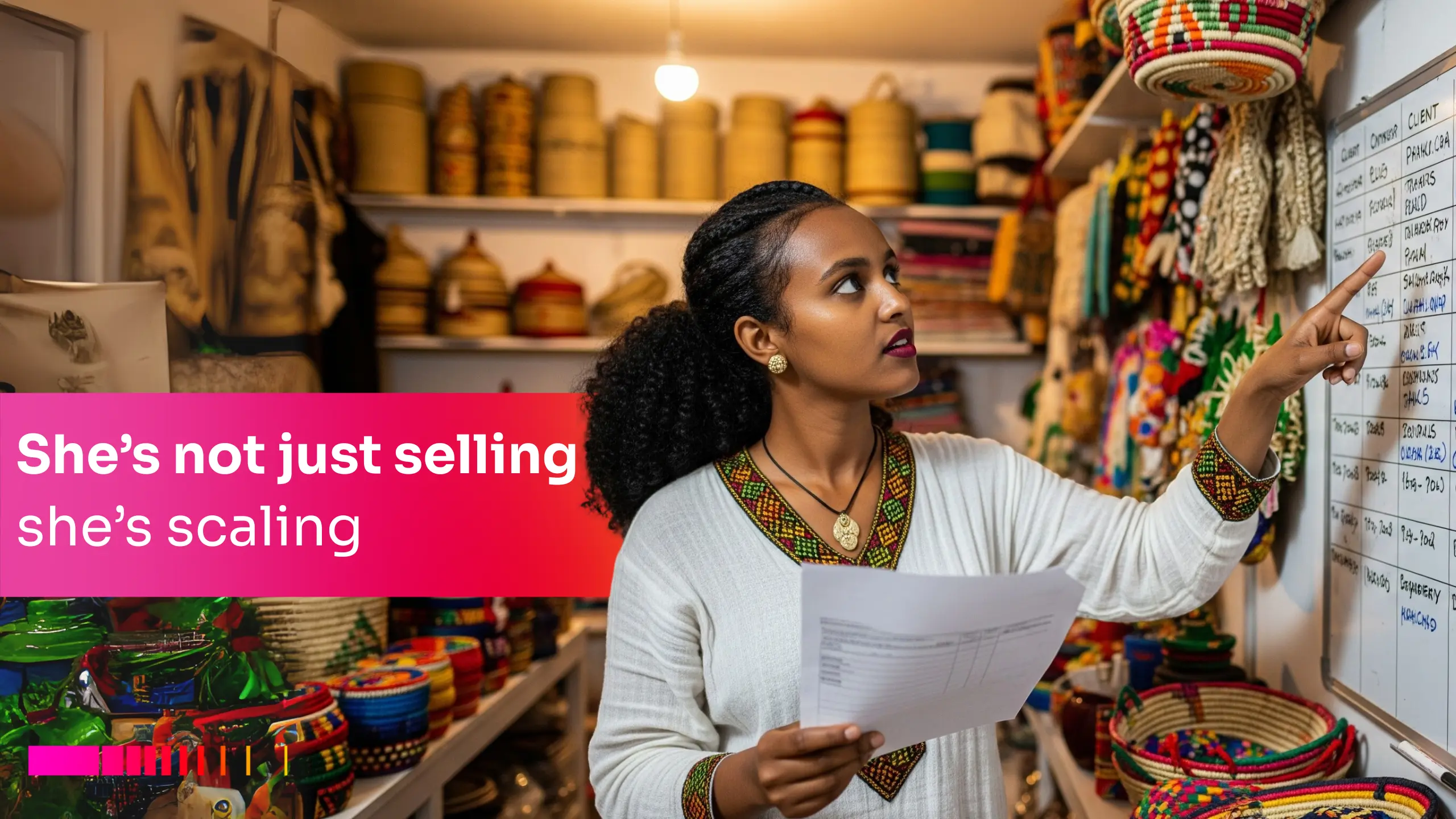 Entrepreneur in Ethiopia planning how to increase small business sales.